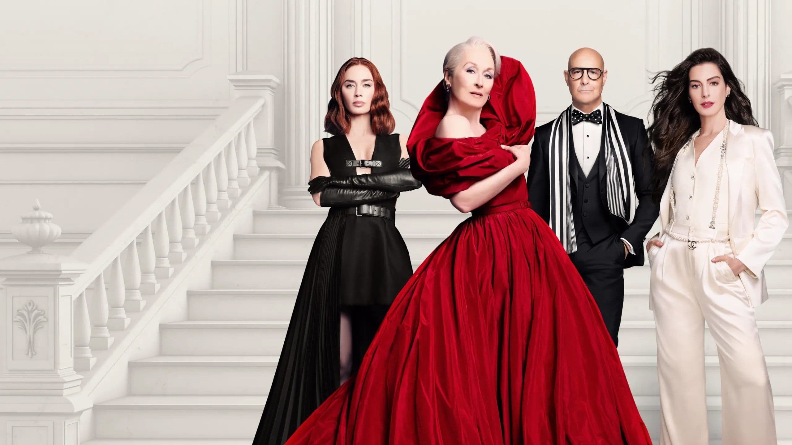 Imagen promocional de 'El diablo viste de Prada 2', con Emily Blunt, Meryl Streep, Stanley Tucci y Anne Hathaway en primer término